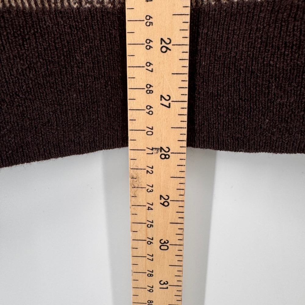 Brooks Brothers Cardigan Mens XL Brown Glen Plaid Lambswool Elbow Patch Sweater - Picture 6 of 7